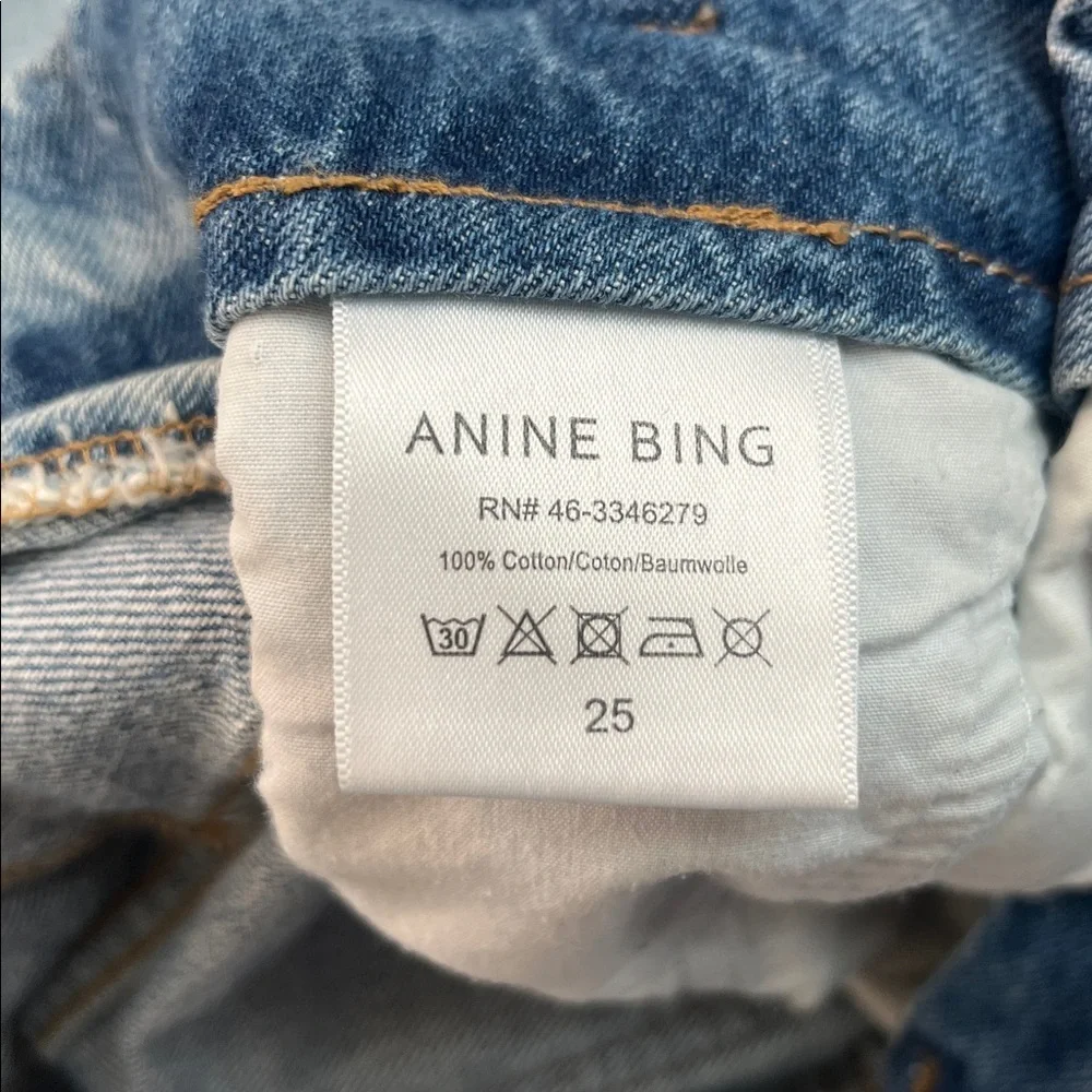 Anine Bing Jeans‎ Everly Paper Bag Waist High Rise Denim Women's Size 25 Blue